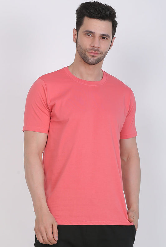 Men's Peach Cotton T-Shirt