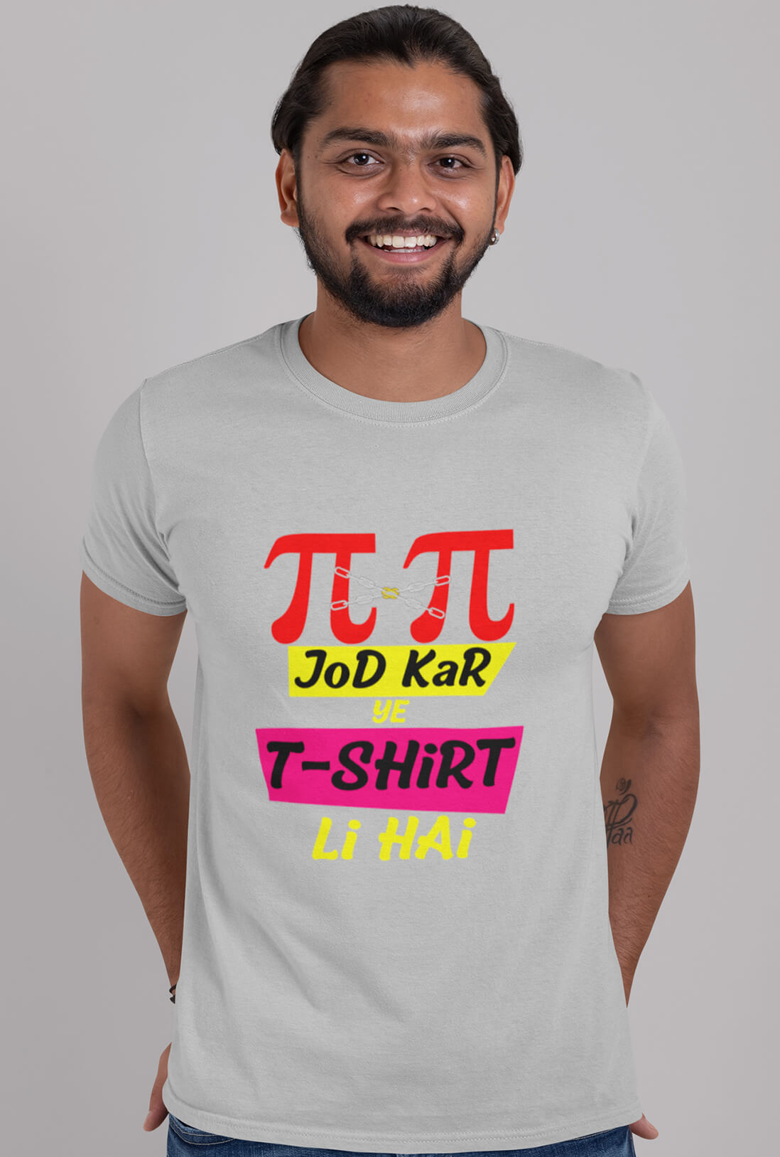 Pi Pi Jod Kar Men's Grey Cotton T-Shirt