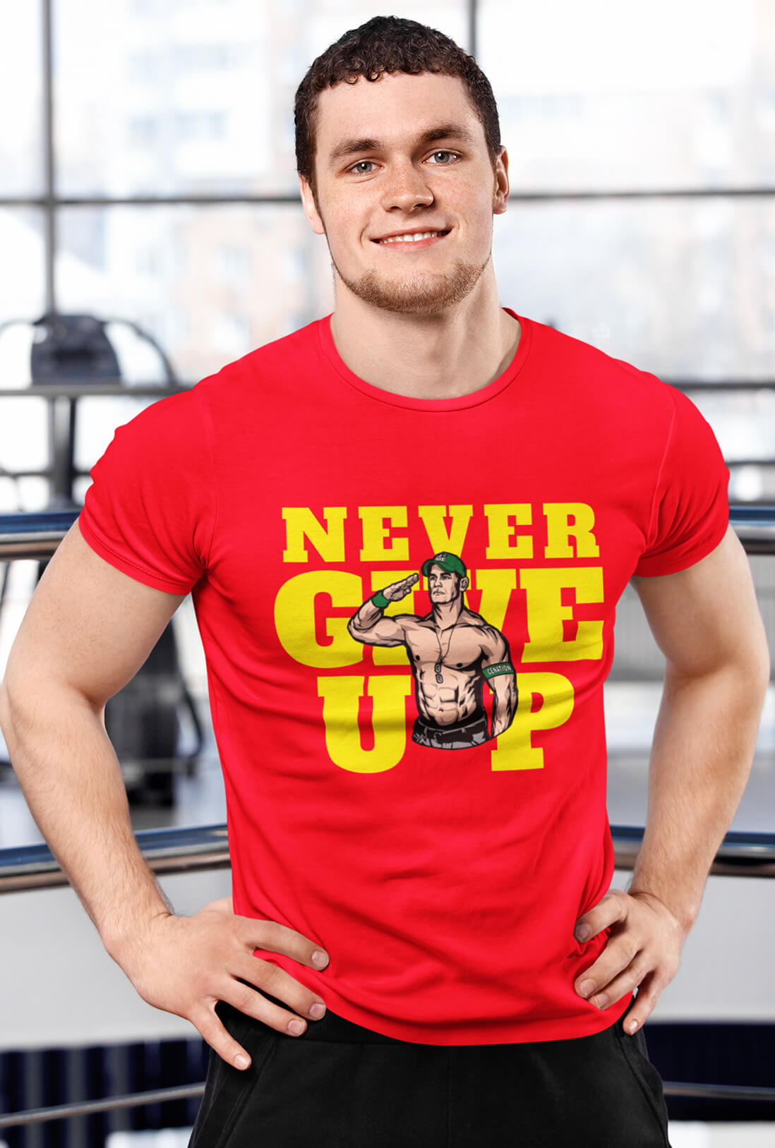 John Cena Never Give Up Men's Printed T-Shirt