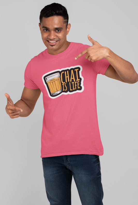 Chai Is Life Men's Peach Cotton T-Shirt