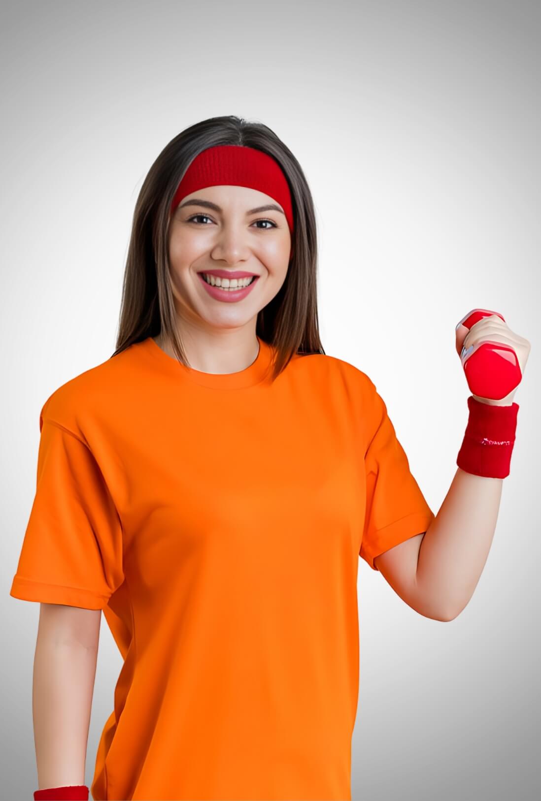 Women's Round Neck Orange Dri Fit T-Shirt