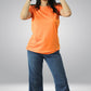 Women's Round Neck Orange Active Wear T-Shirt