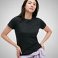 Women's Round Neck Black Active Wear T-Shirt