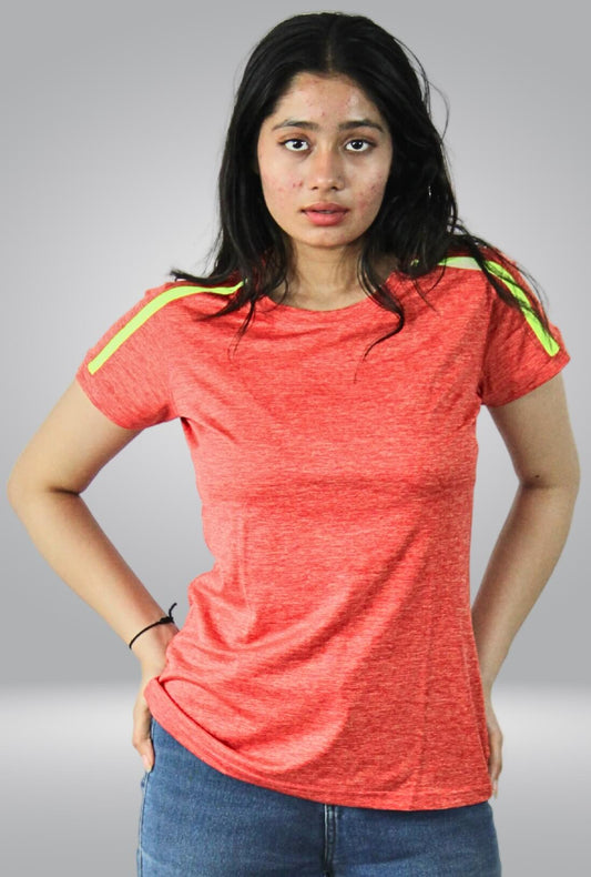 Women's Round Neck Orange Ketonic Active Wear T-Shirt