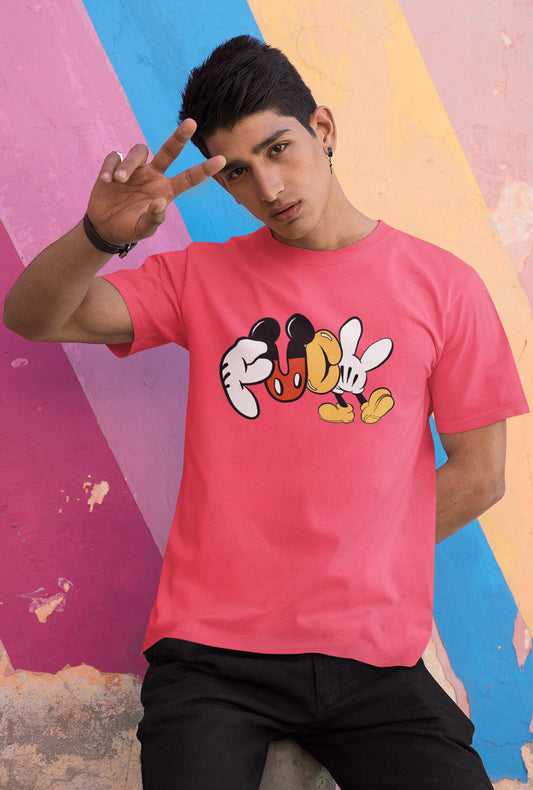 F**k Men's Peach Cotton T-Shirt