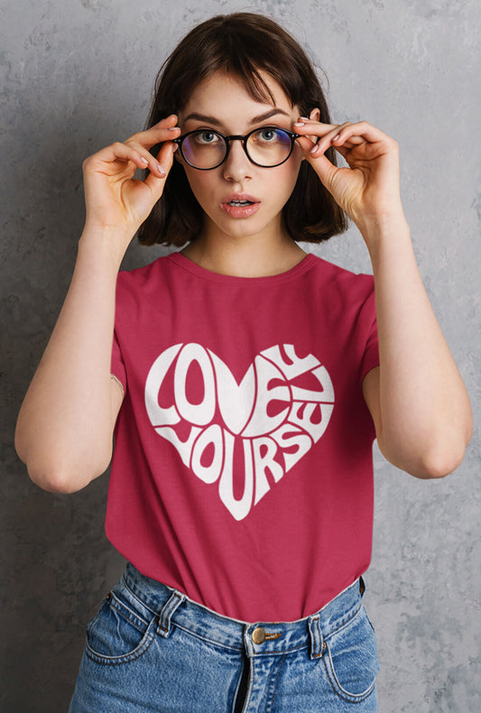 Love Yourself Women's Maroon Oversized T-Shirt