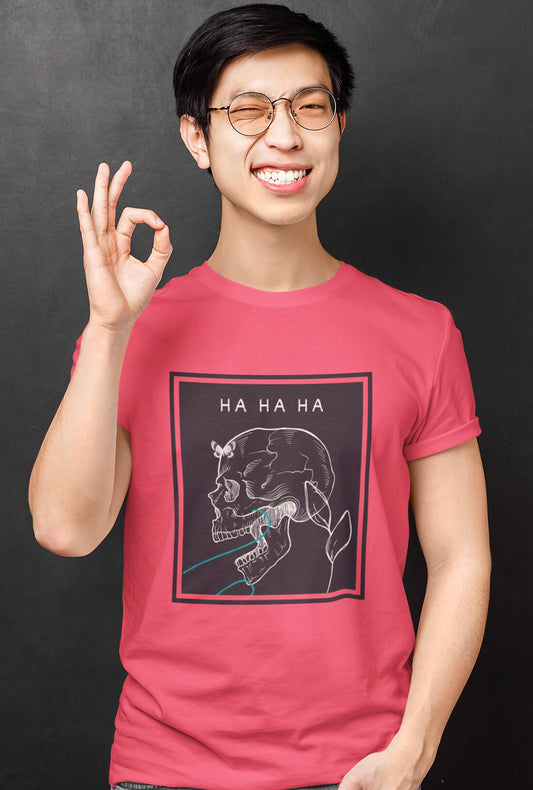 Ha Ha Ha Men's Peach Cotton T-Shirt