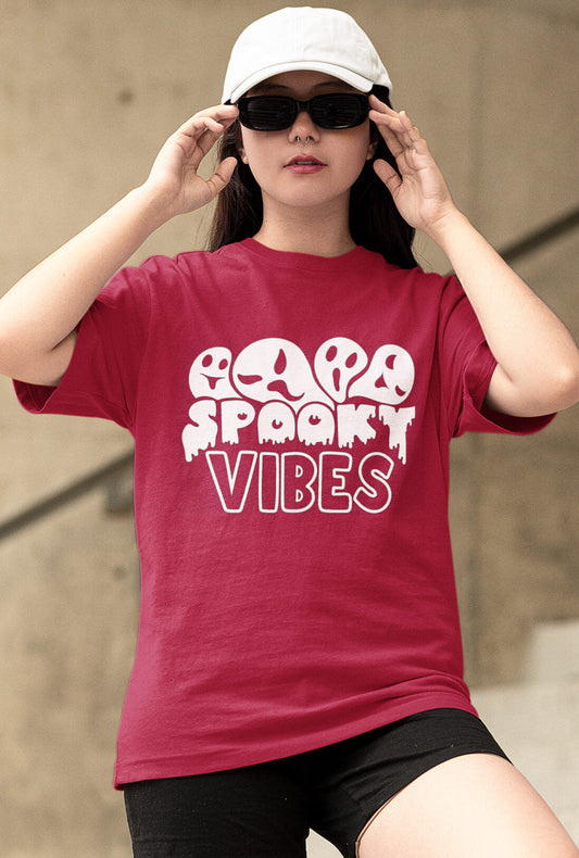 Spooky Vibes Women's Maroon Oversized T-Shirt