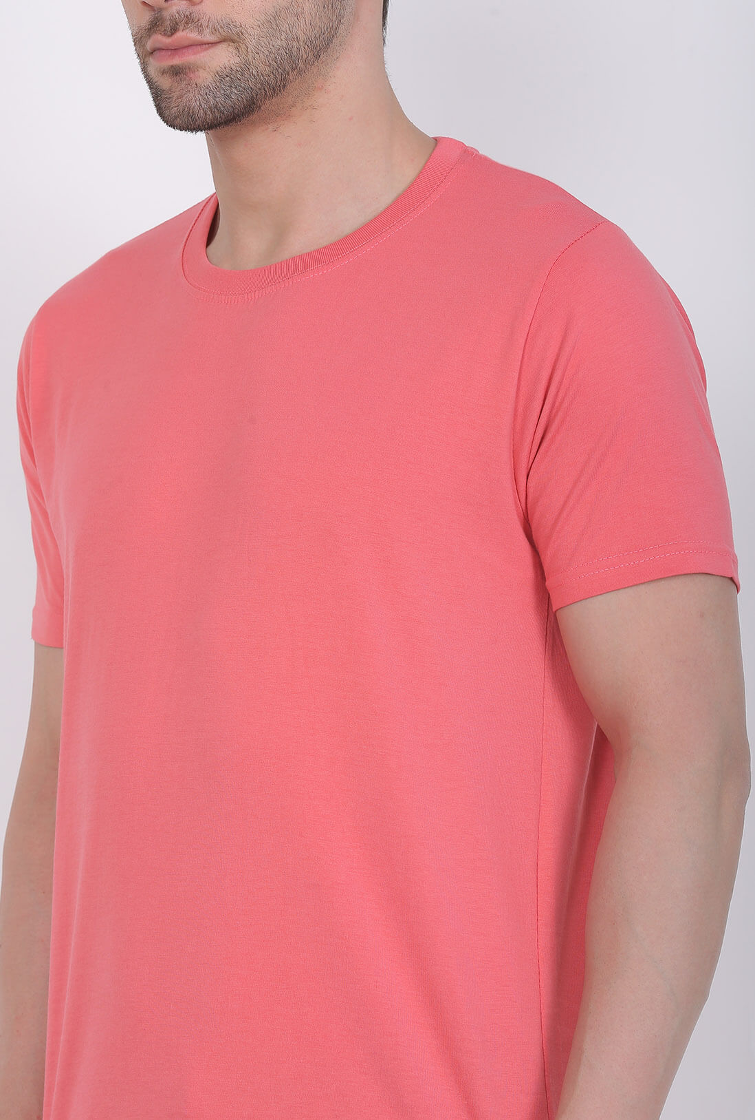 Men's Peach Cotton T-Shirt