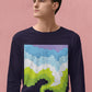 Colorful Smoke From Lamp Men's Full Sleeve Cotton T-Shirt