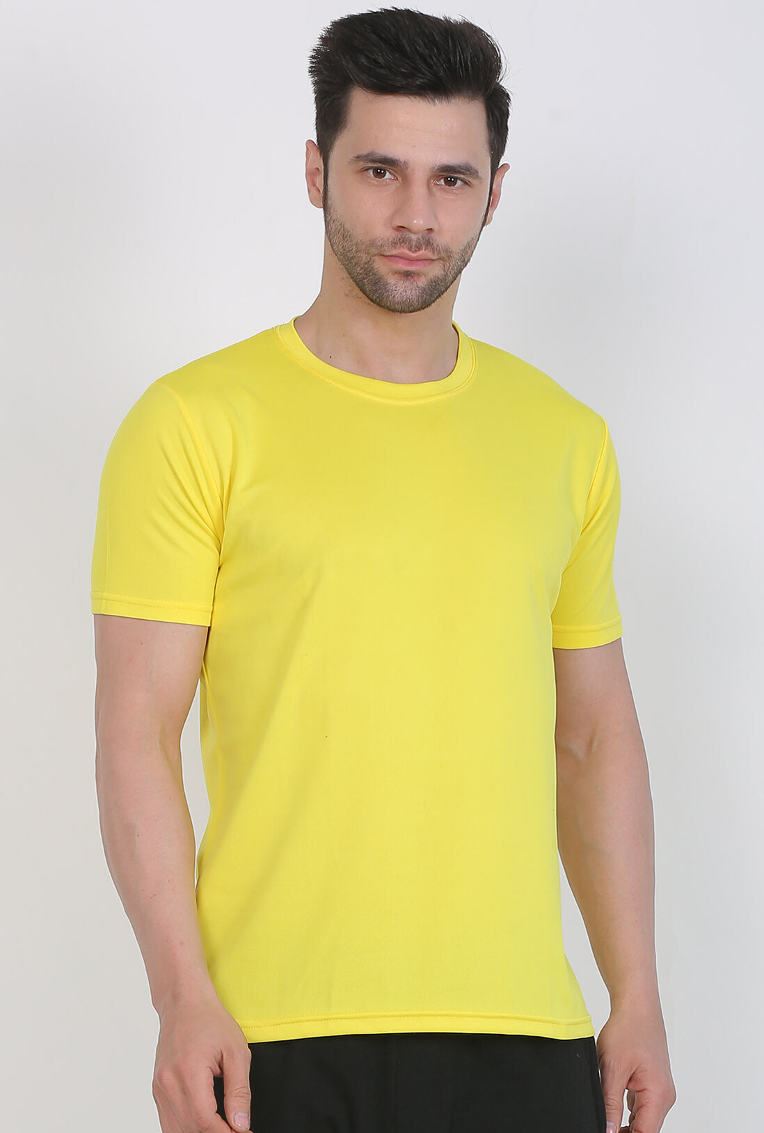 Men's Light Yellow Active Wear T-Shirt