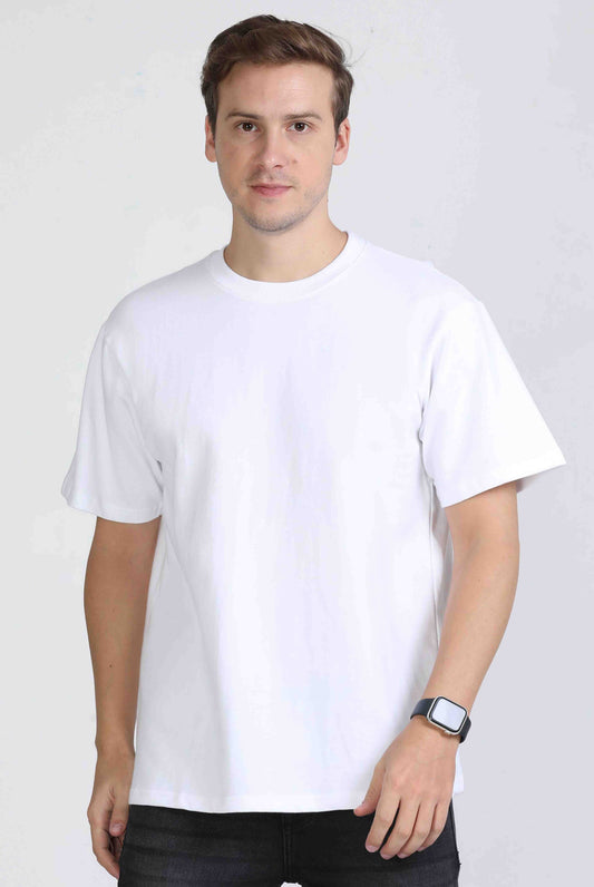 Men's Solid White Oversized T-Shirt