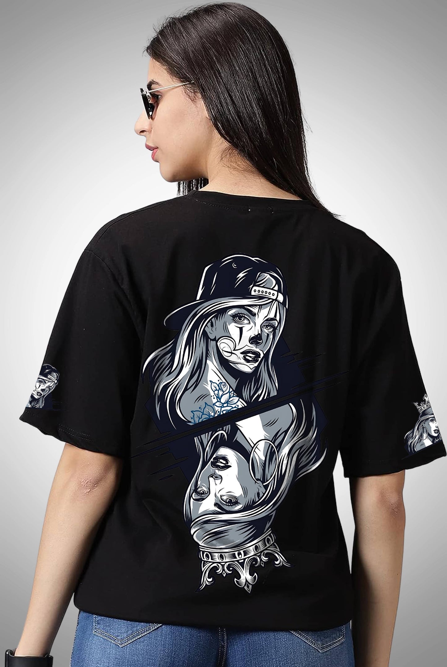 The Art And Ink Women's Black Oversized T-Shirt