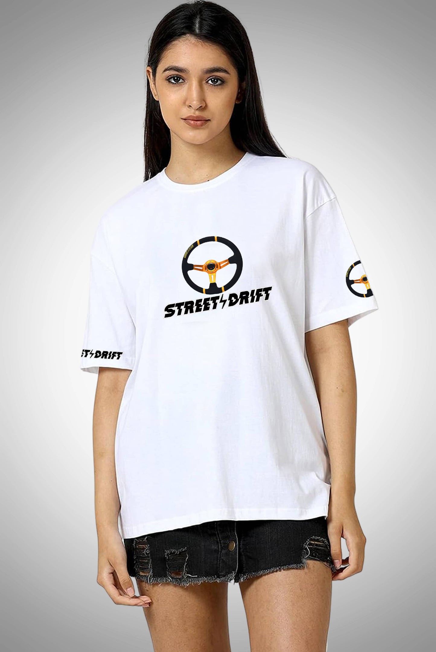 Street Drift Women's White Oversized Streetwear T-Shirt