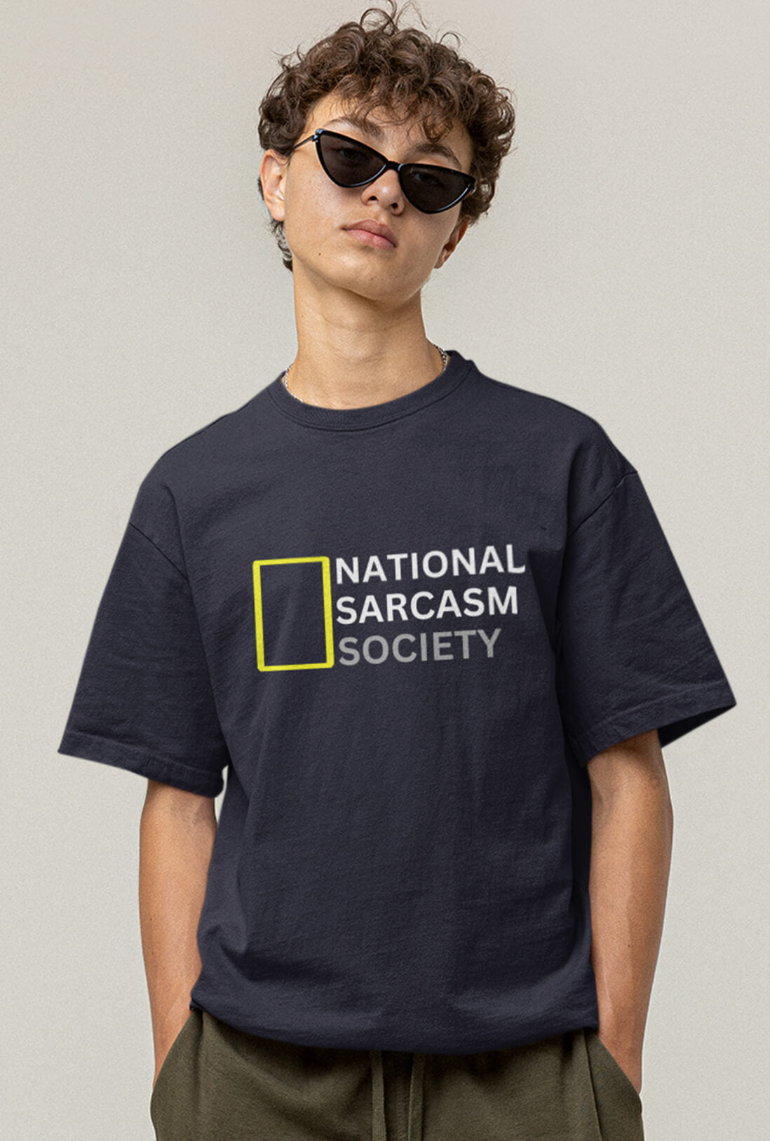 National Sarcasm Society Men's Navy Blue Oversized T-Shirt