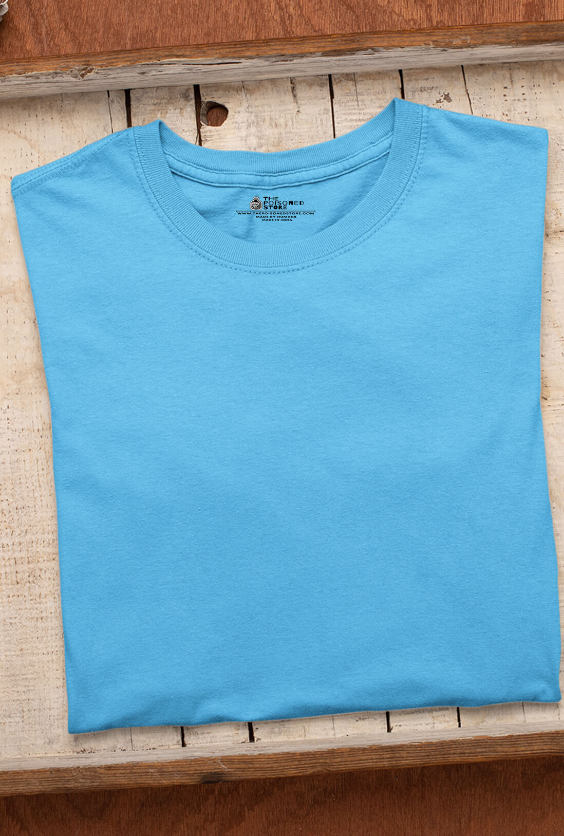Men's Plain Electric Blue Cotton T-Shirt