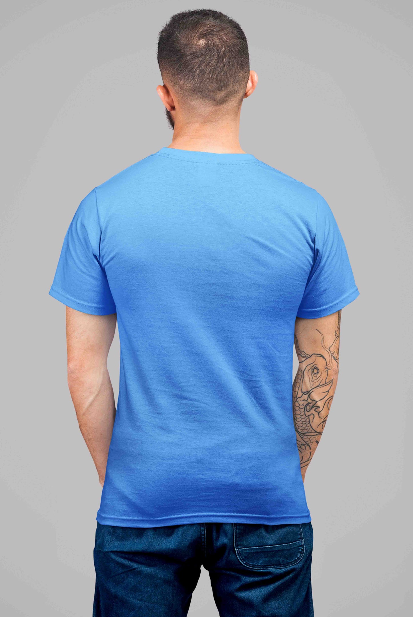 Pi Pi Jod Kar Men's Electric Blue Cotton T-Shirt