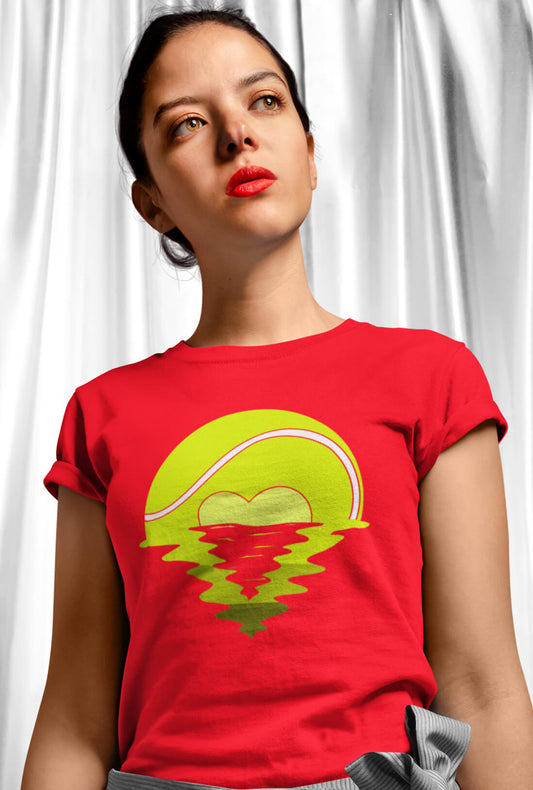 Tennis Ball Women's Scarlet Red Cotton T-Shirt