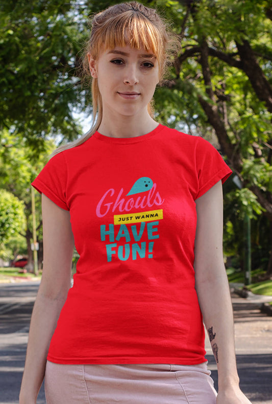 Have Fun Women's Scarlet Red Cotton T-Shirt