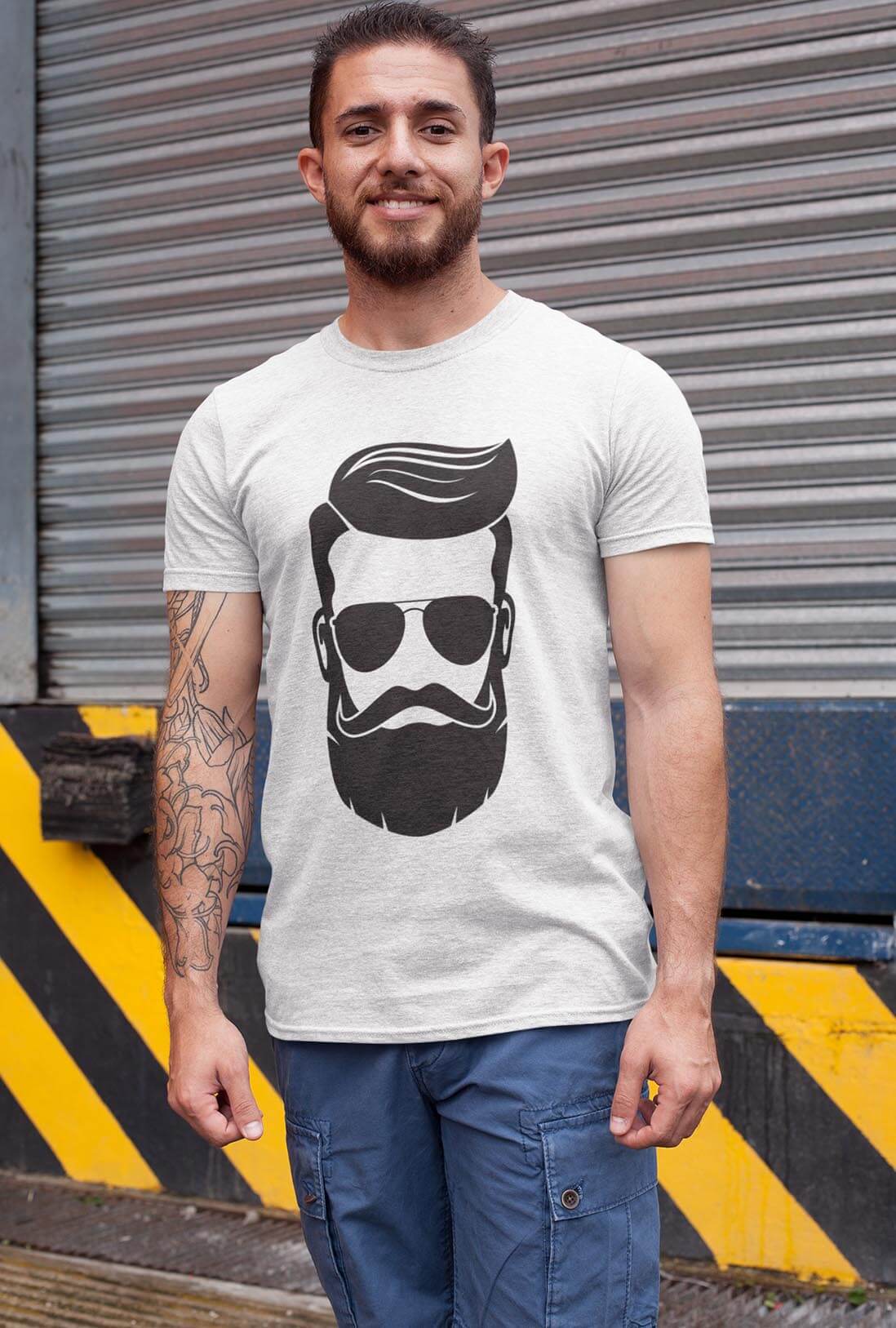 Beard Man Men's White Cotton T-Shirt