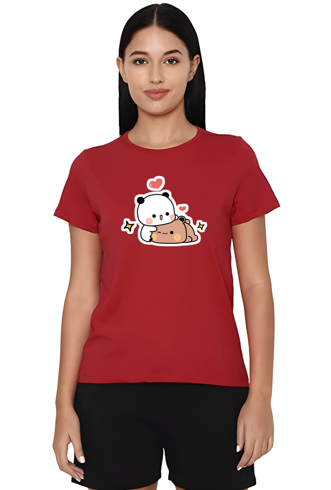 Bear & Panda Printed Women's Cotton T-Shirt