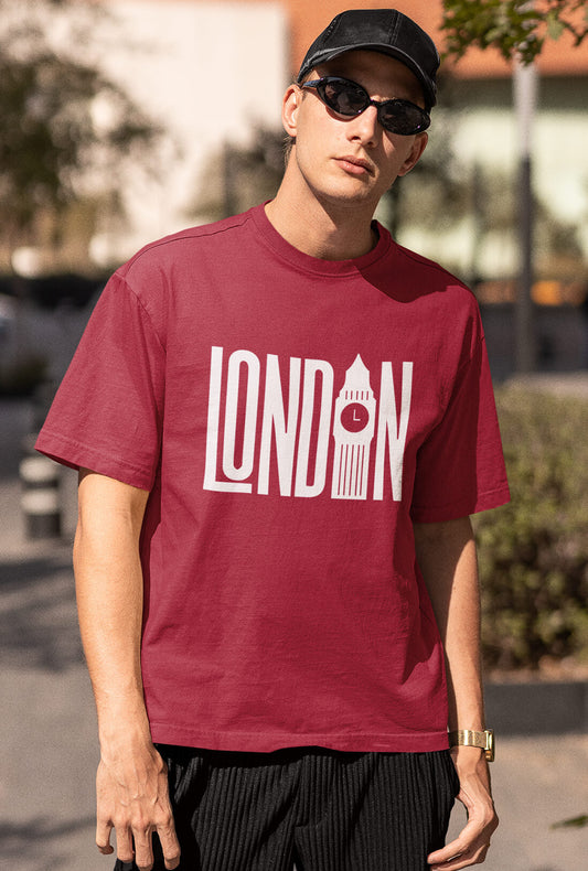 London Men's Maroon Oversized T-Shirt