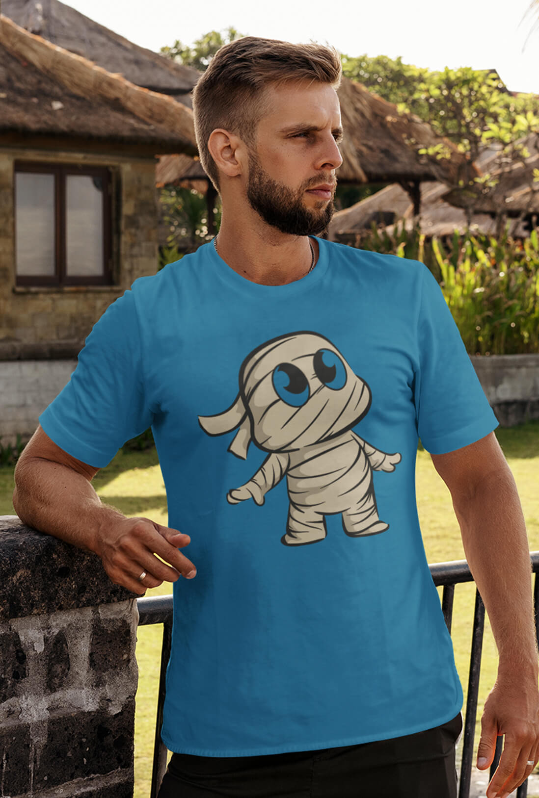 Mummy Cartoon Men's Cotton T-Shirt