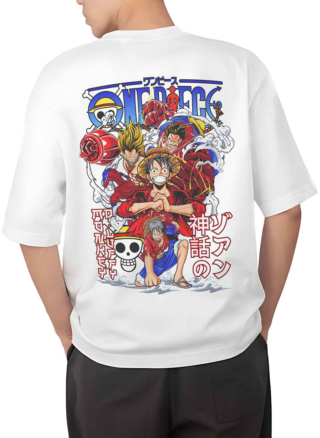 One Piece 2 Men's Oversized White T-Shirt