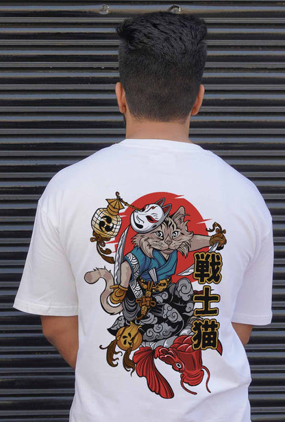 Neko Samurai Cat Unisex Oversized T-Shirt