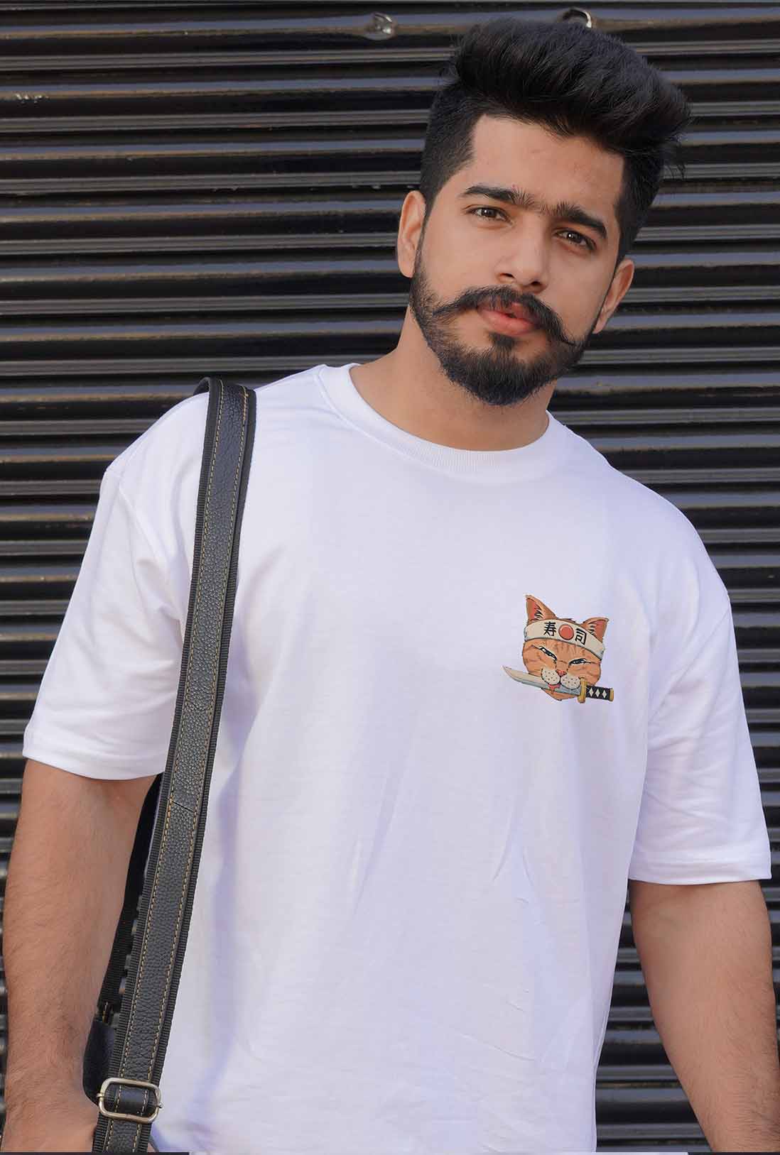 Neko Samurai Cat Unisex Oversized T-Shirt