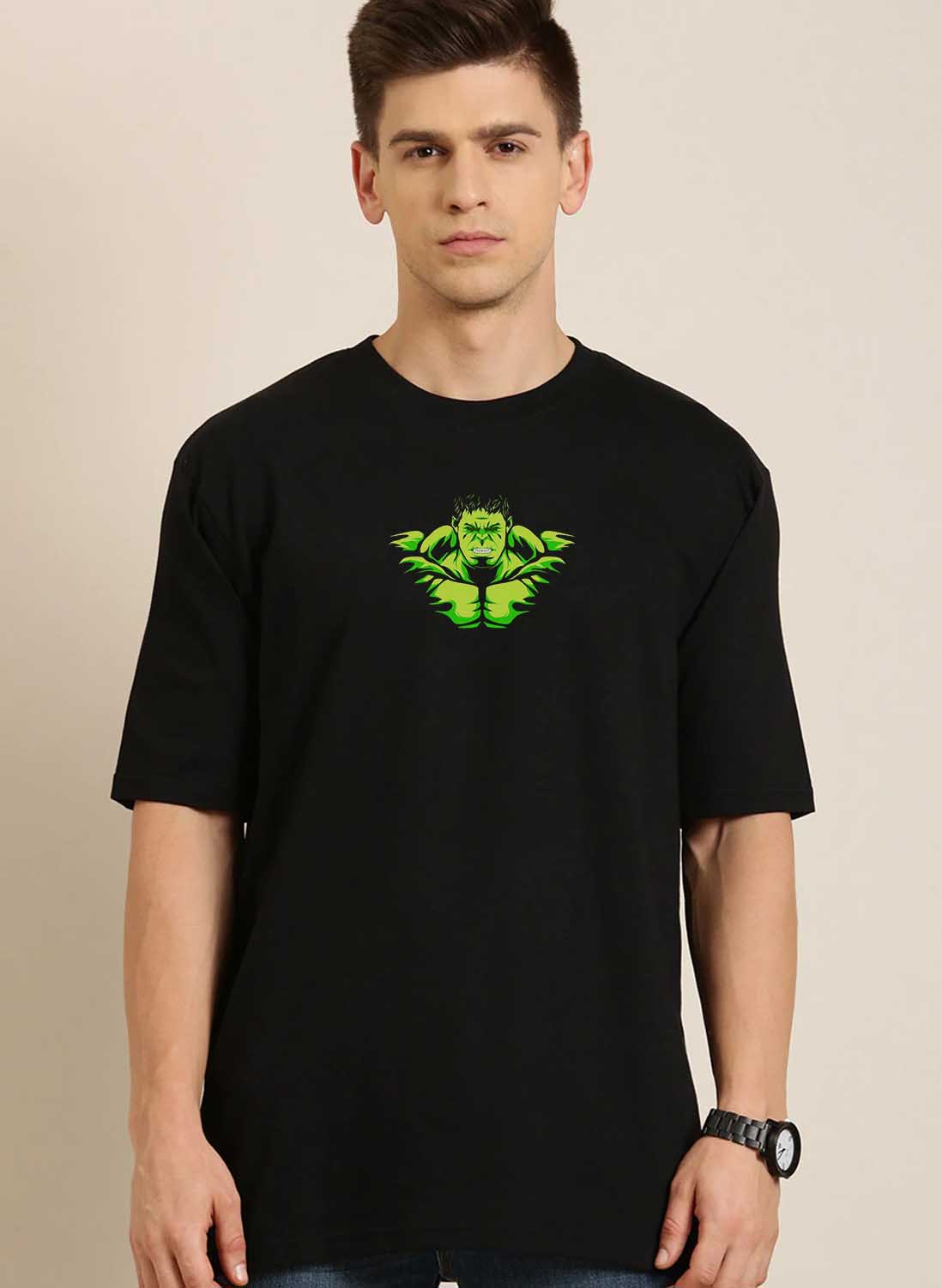 Hulk Black Oversized Drop Shoulder T-Shirt