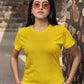 Women's Plain Cheerful Yellow Cotton T-Shirt