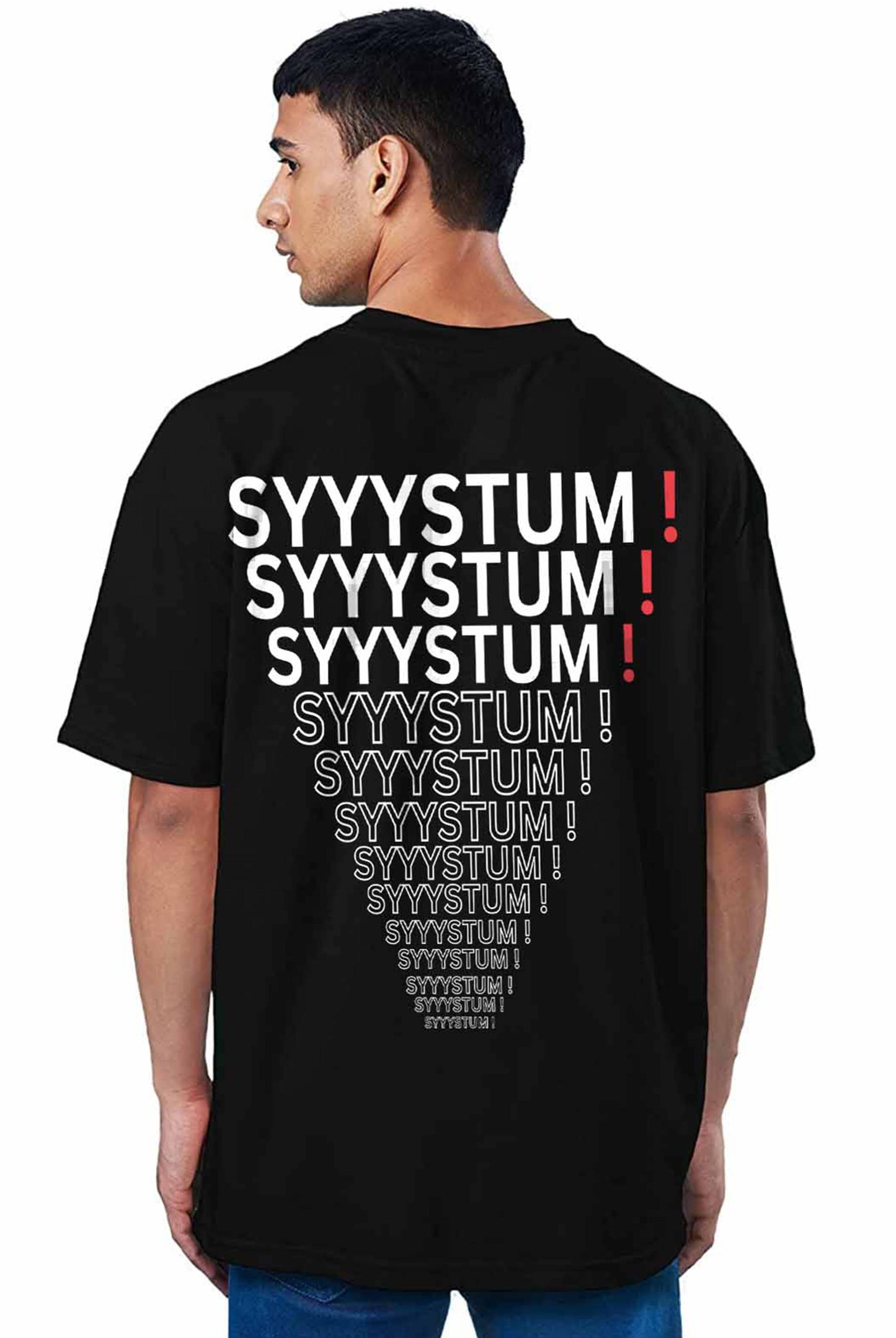 Syyystum Men's Oversized Black T-Shirt