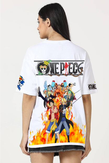 One Piece The Pirate Party Women's White Oversized T-Shirt