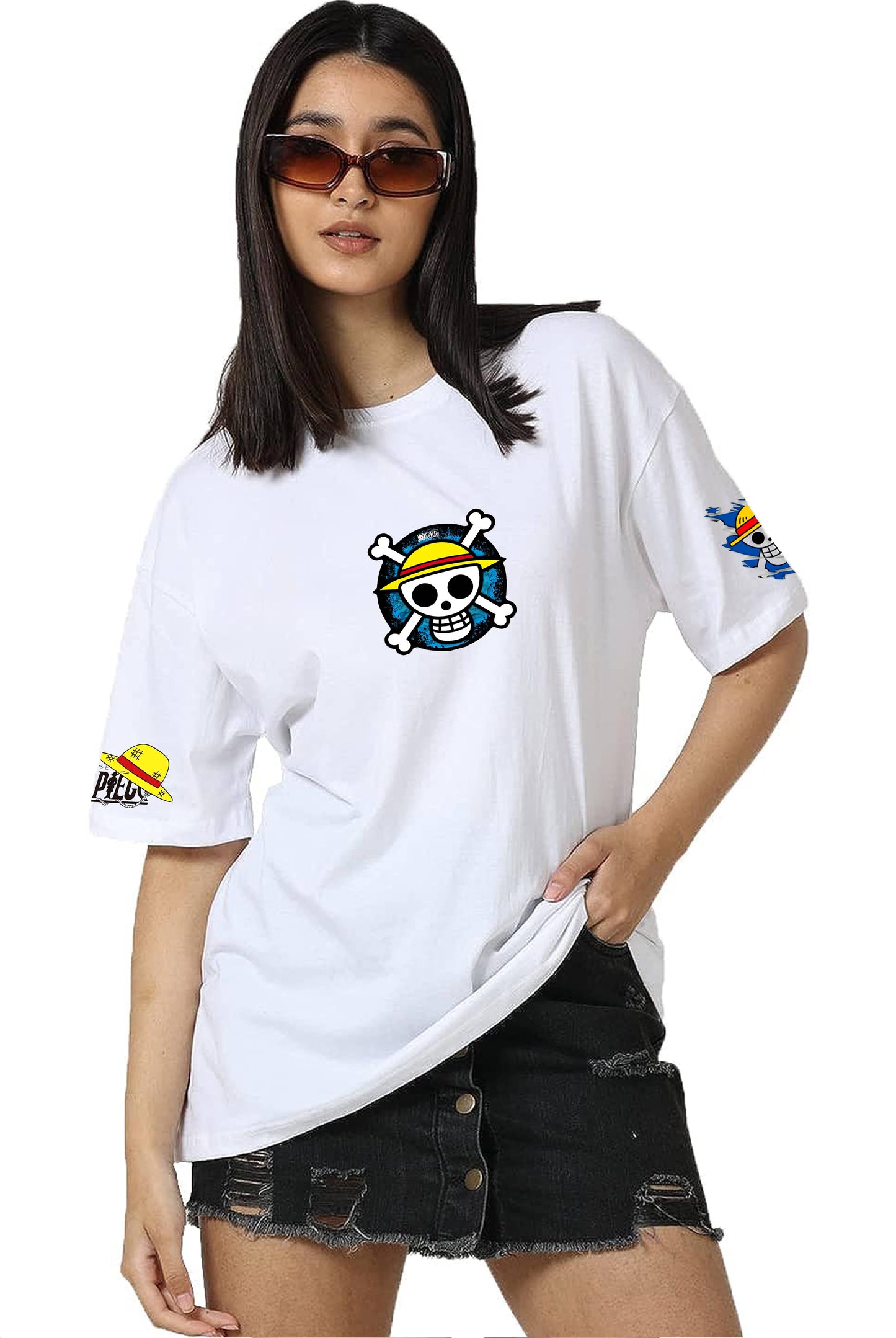 One Piece The Pirate Party Women's White Oversized T-Shirt