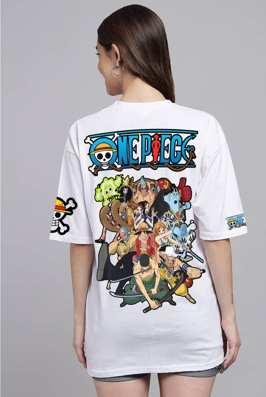 One Piece Luffy and Zoro Women's White Oversized T-Shirt