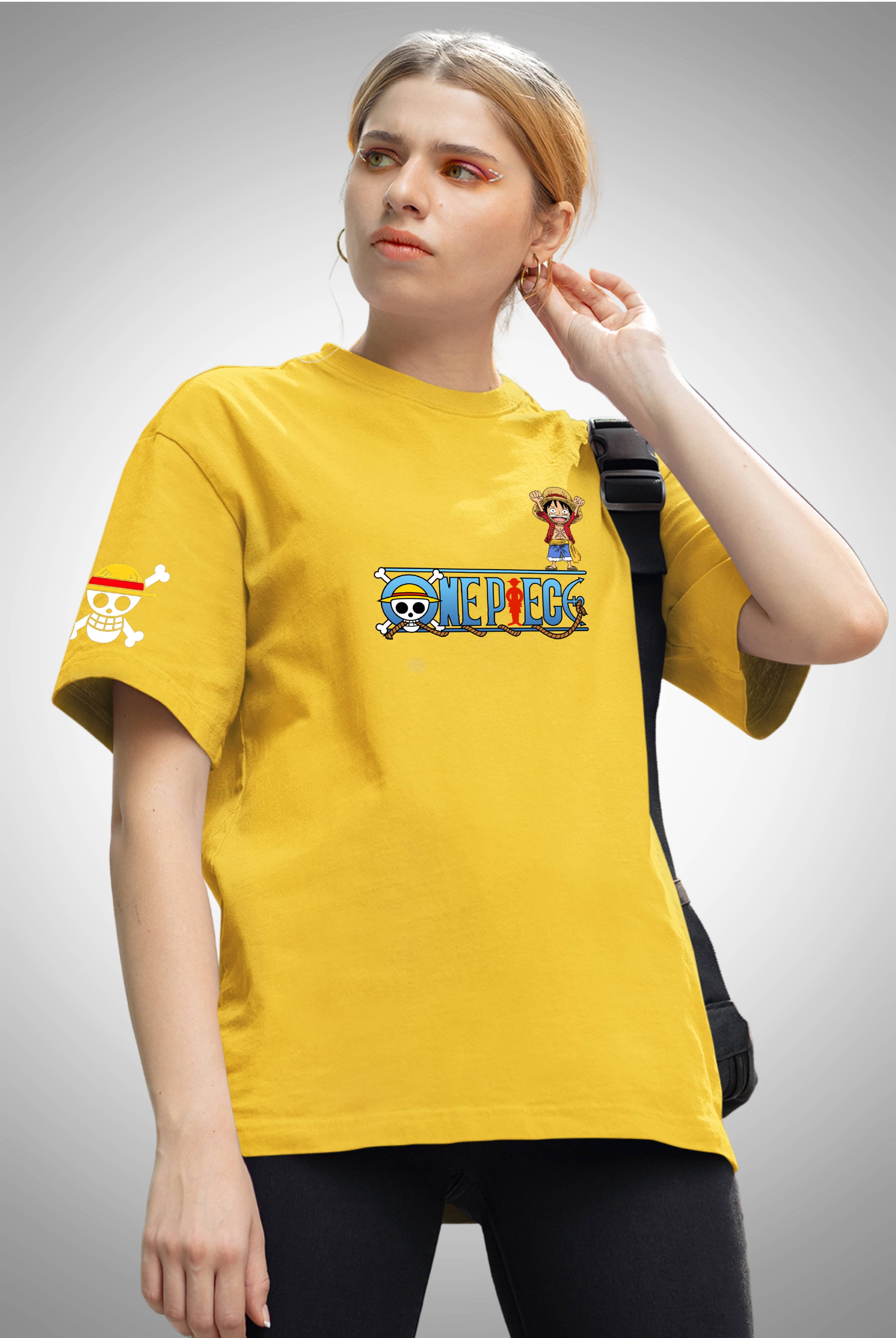 One Piece Luffy The Pirate Ship Women's Yellow Oversized T