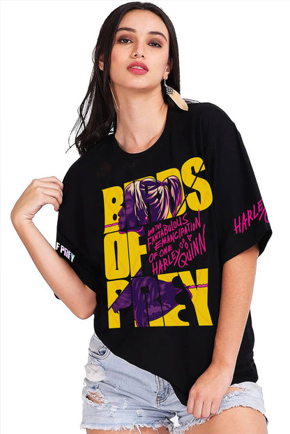 Birds Of Prey Women's Black Oversized T-Shirt