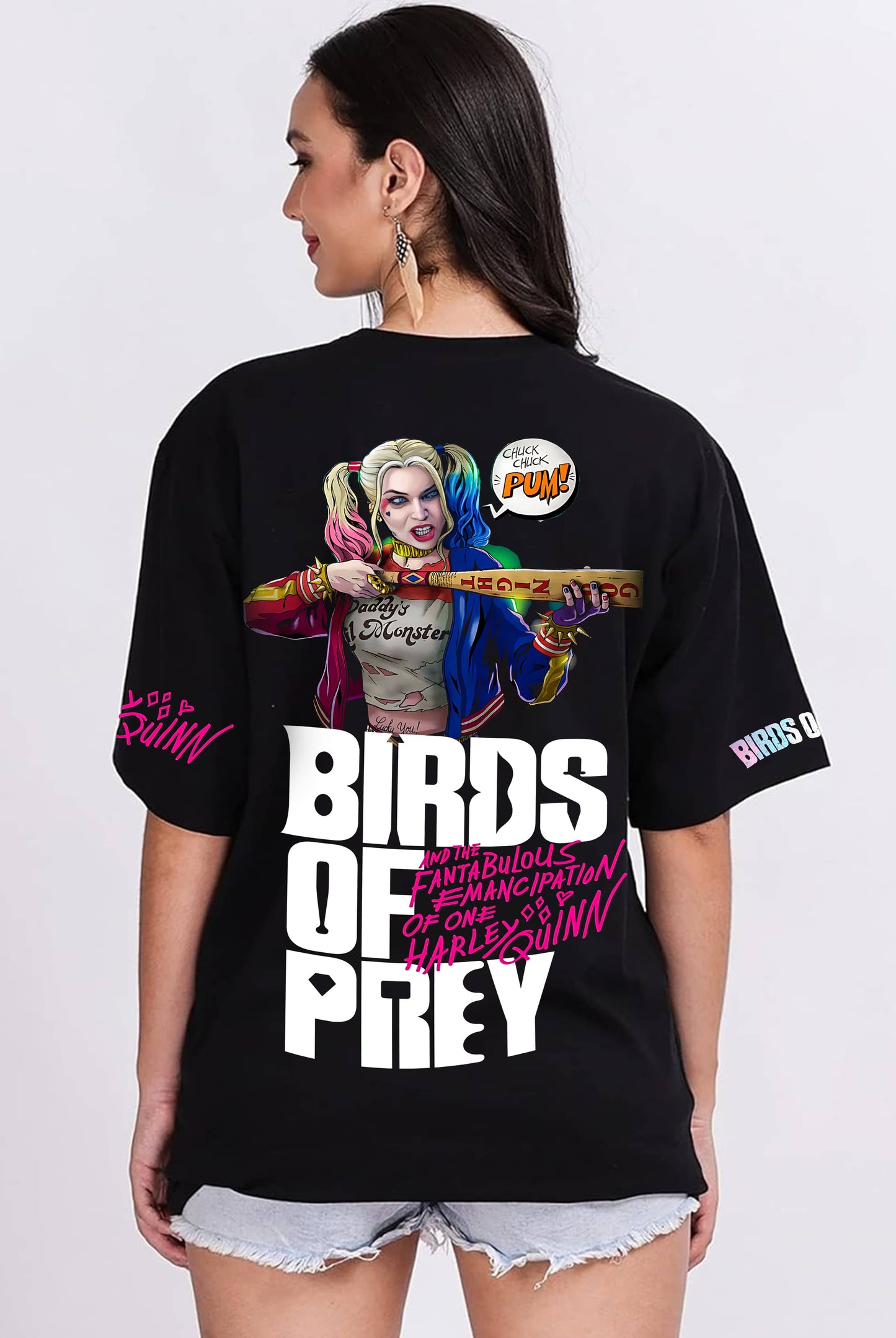 Birds Of Prey Women's Black Oversized T-Shirt