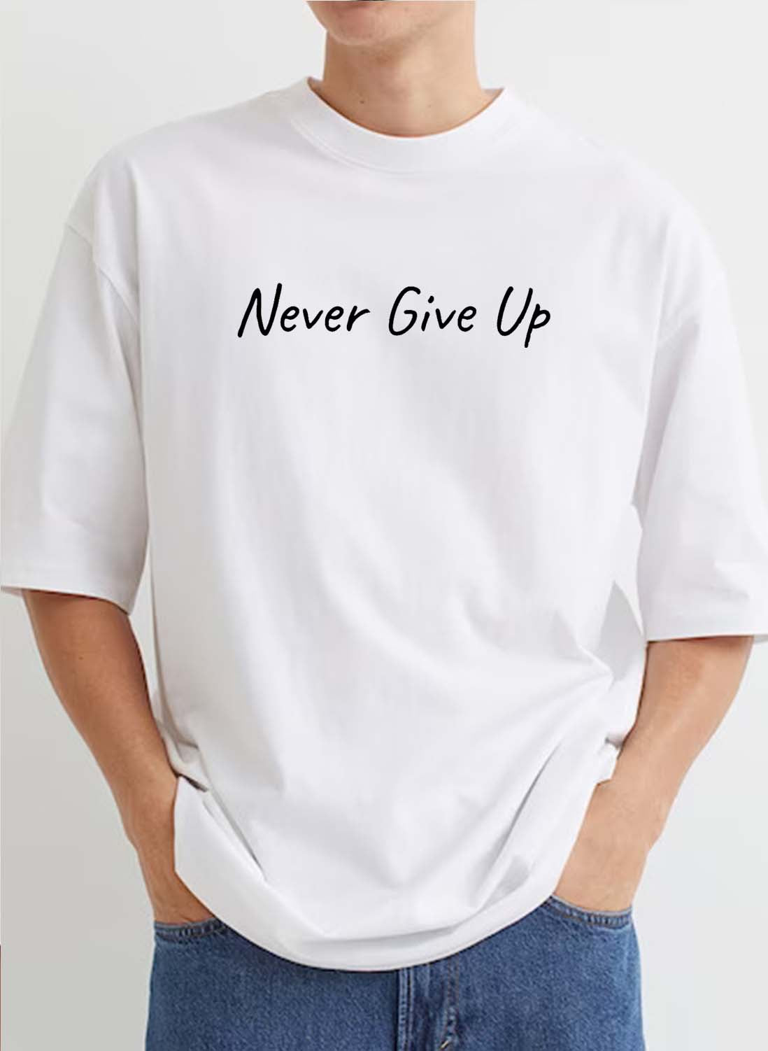 Never Give Up Cute Bear Oversized T-Shirt