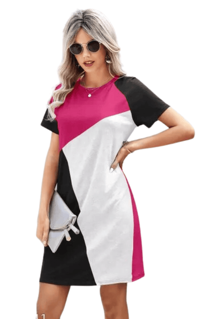 Women Party Wear Midi Length Stretchable Color Blocked Fabric