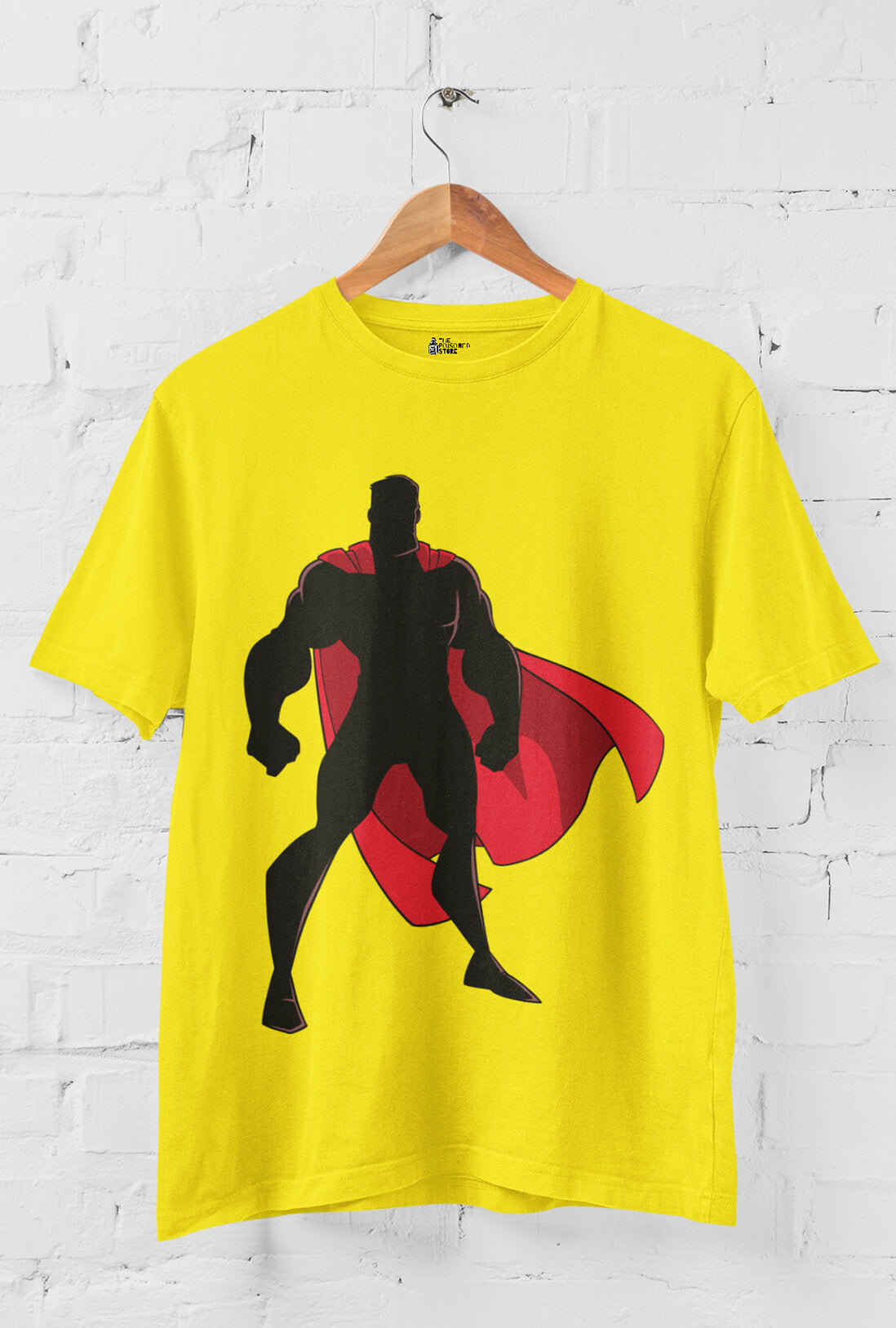 Superhero Character Men's Cheerful Yellow Cotton T-Shirt