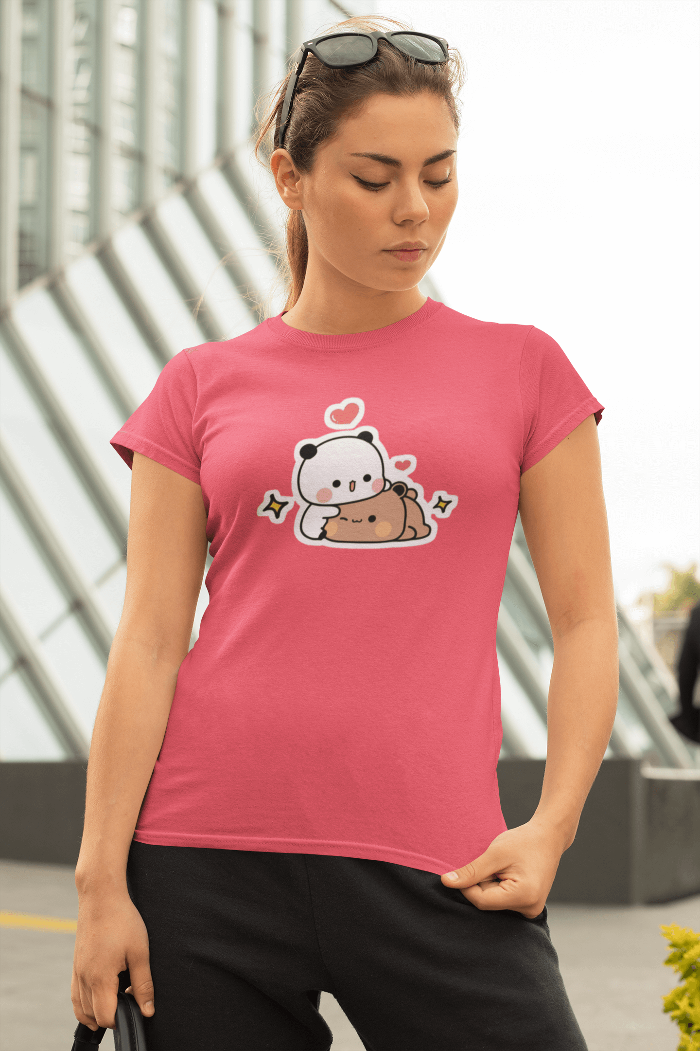 Bear & Panda Printed Women's Cotton T-Shirt