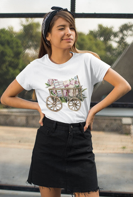 Vintage Cart Women's White Cotton T-Shirt