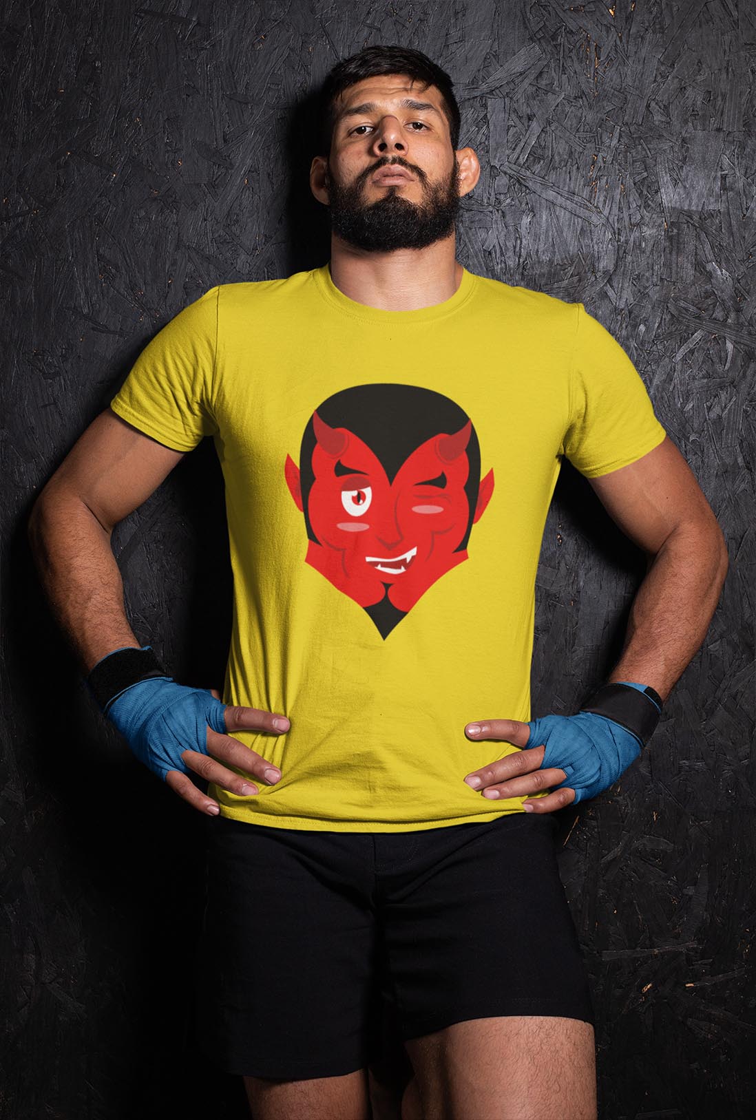 Hellboy Design Men's Cheerful Yellow Cotton T-Shirt