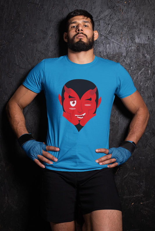 Hellboy Design Men's Electric Blue Cotton T-Shirt