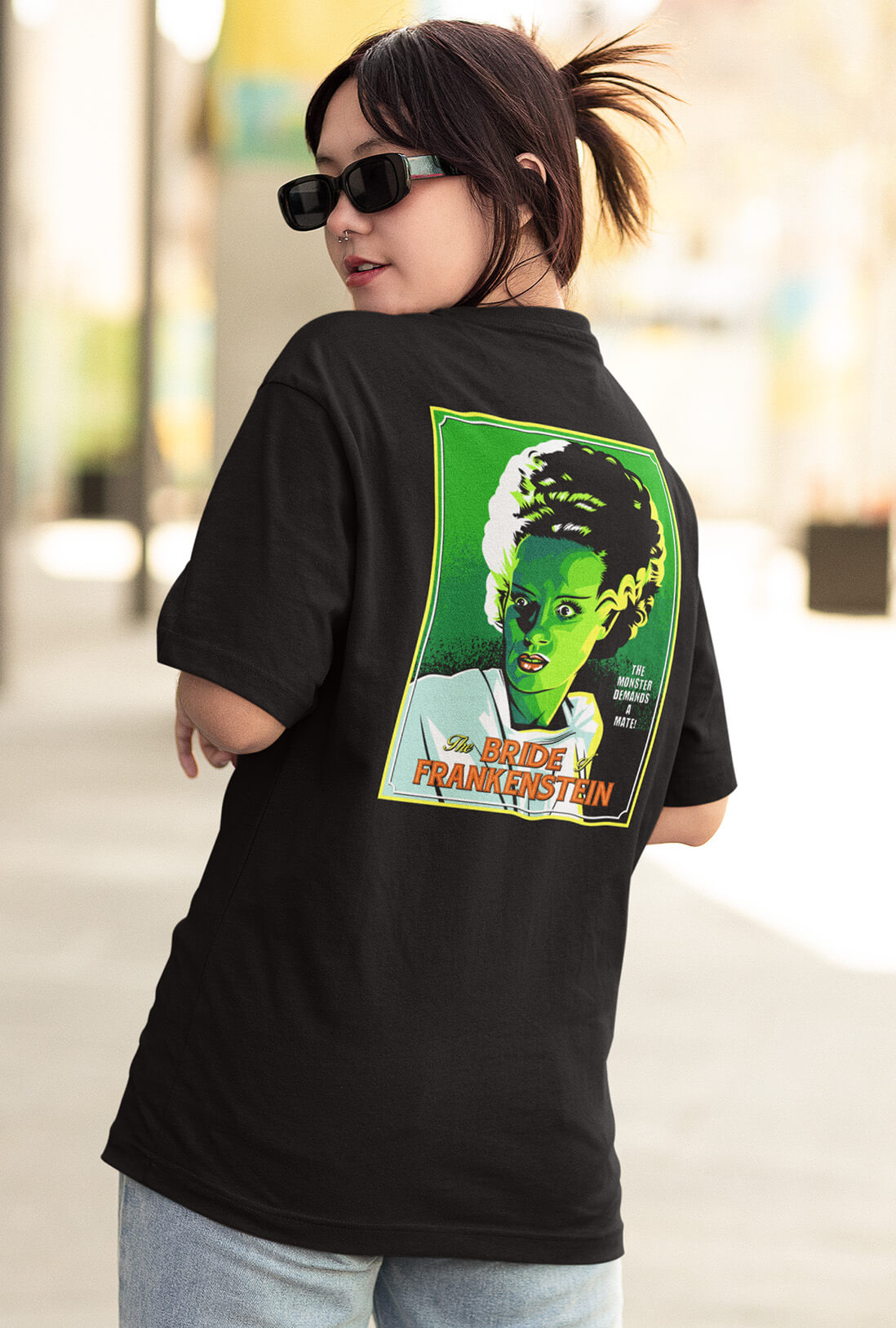 The Bride of Frankenstein Women's Back Print Oversized T-Shirt