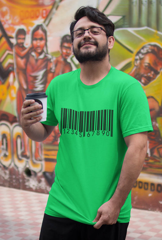 Bar Code Men's Kelly Green Cotton T-Shirt