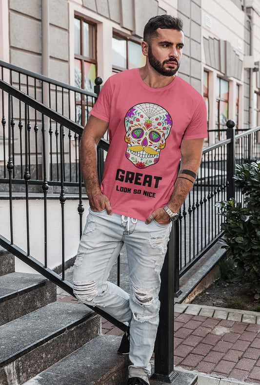 Sugar Skull Men's Peach Cotton T-Shirt