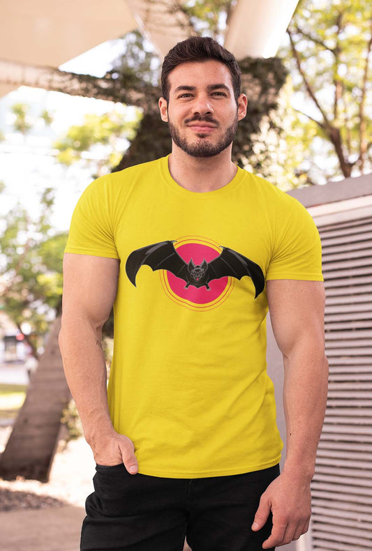 Flying Bat Men's Cheerful Yellow Cotton T-Shirt